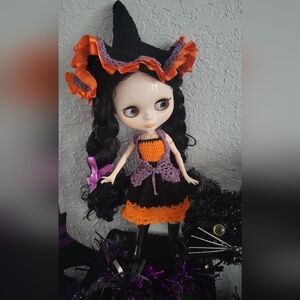 Blythe Doll With Crochet Halloween outfit